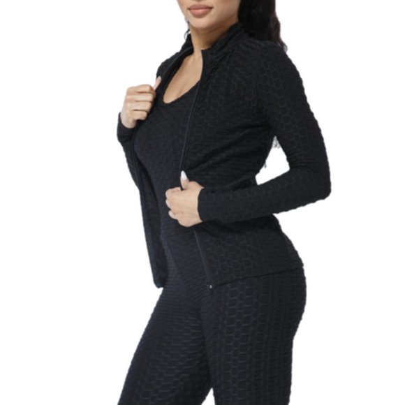 Honeycomb Poly Jacquard Sleeveless Cross Back Jumpsuit - Picture 1 of 4